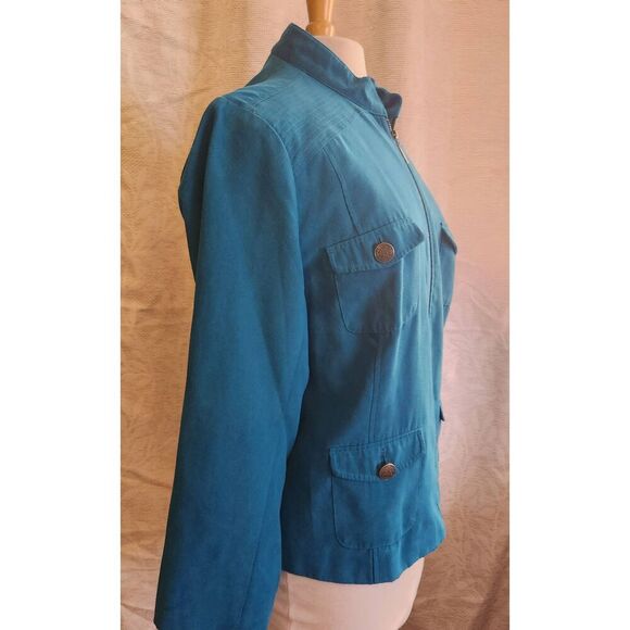 J9  Studio Works petite dressy turquois zip up utility Jacket - Picture 5 of 9